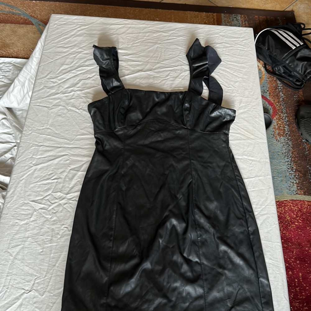 Cute Black leather mini dress